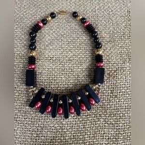 Vintage 80s Black, Pink, and Gold Statement Necklace
